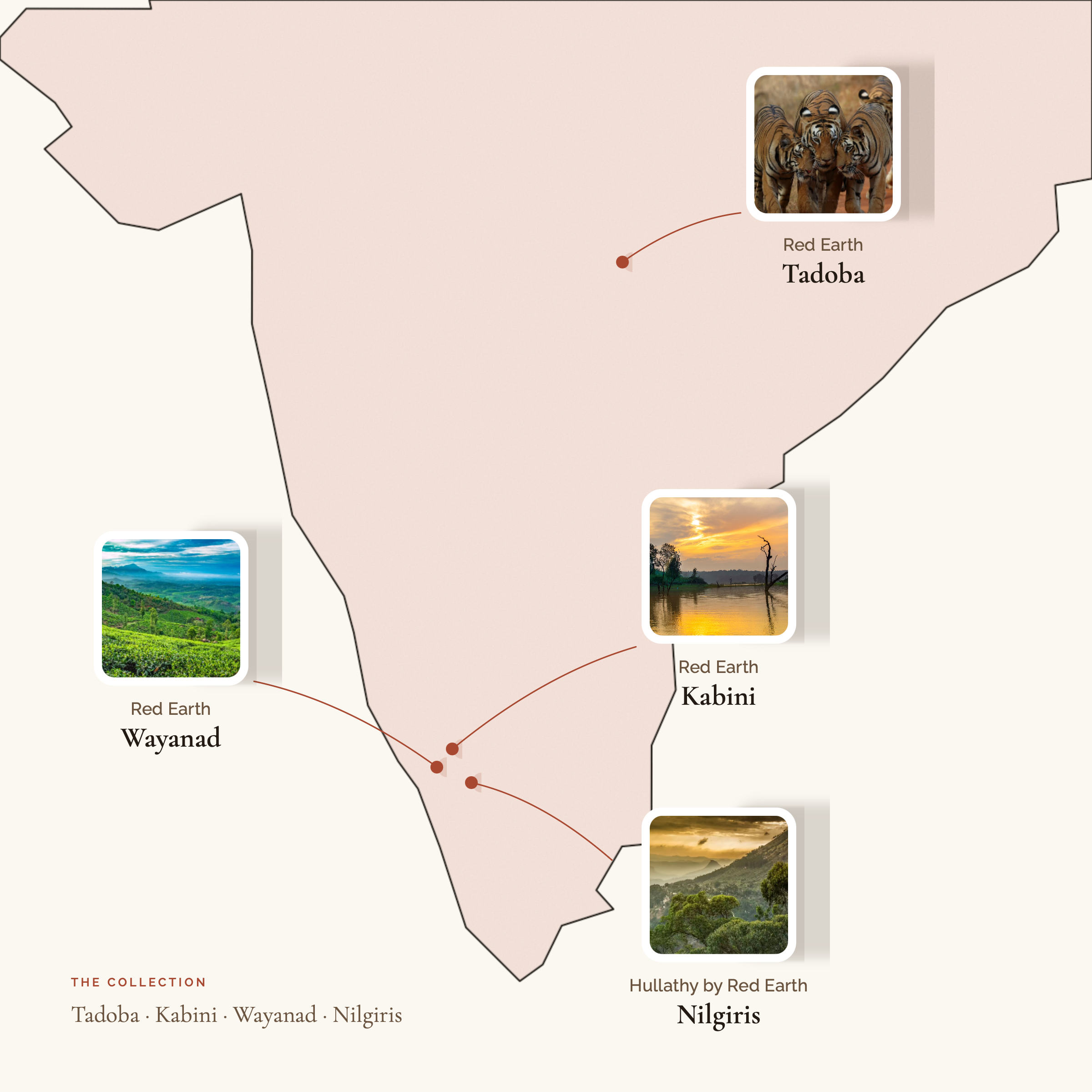 Map showing Red Earth's active retreats across India